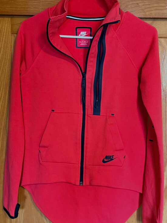 Jackets & Blazers - Nike Women's Sportswear Tech Fleece Moto Cape Jacket in "Daring Red", Size XS
